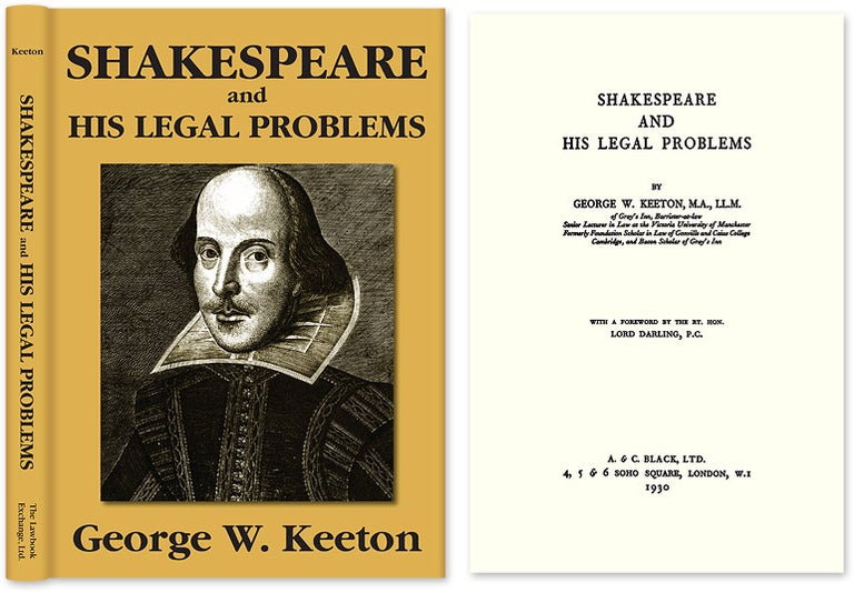 Item #66893 Shakespeare and His Legal Problems. Hardcover w/dustjacket. George Williams Keeton.