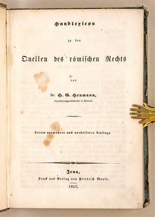 Handlexicon zu den Quellen des Romischen Rechts, 3rd ed.