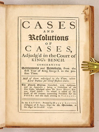 Cases and Resolutions of Cases, Adjudg'd in the Court of King's Bench.