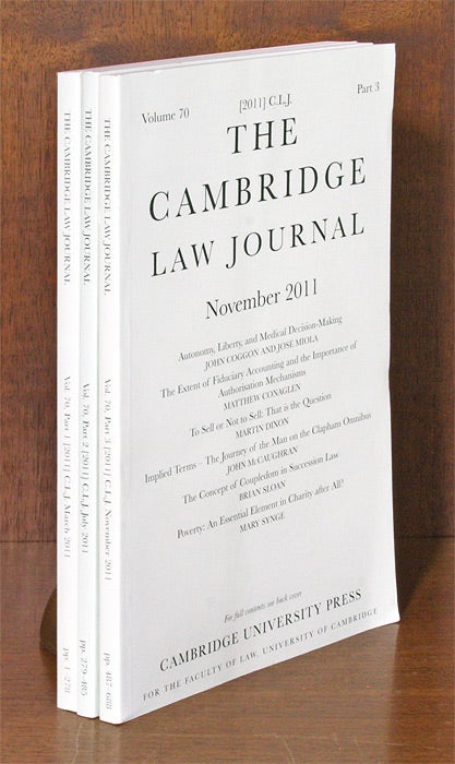 Item #67191 Cambridge Law Journal. Vol. 70 (2011). Complete in 3 parts. Cambridge University Press.