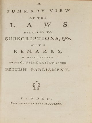 Item #67198 A Summary View of the Laws Relating to Subscriptions, &c, With. Thomas Randolph,...
