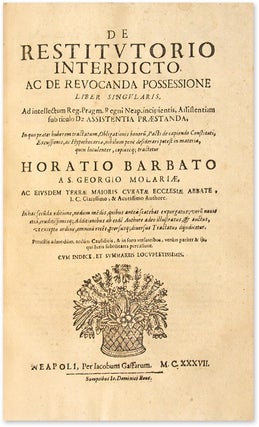 Tractatus de Miserabilium [Bound with] De Restitutorio Interdicto