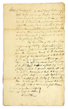 Item #67567 Court Document in Kent's Hand, Signed by Kent, February 5, 1806. Manuscript, James Kent