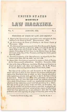 United States Monthly Law Magazine, Four Issues, 1852
