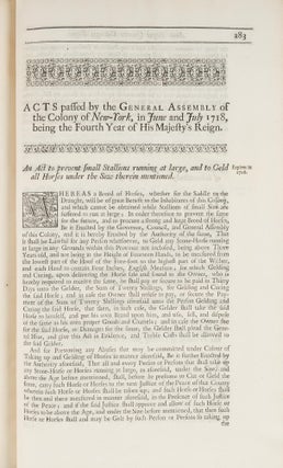 Acts of Assembly Passed in the Province of New-York, from 1691 to 1718