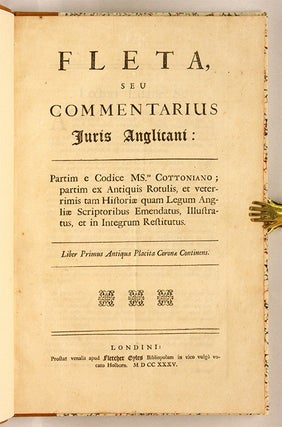 Fleta, Seu Commentarius Juris Anglicani Partim e Codice Msto...