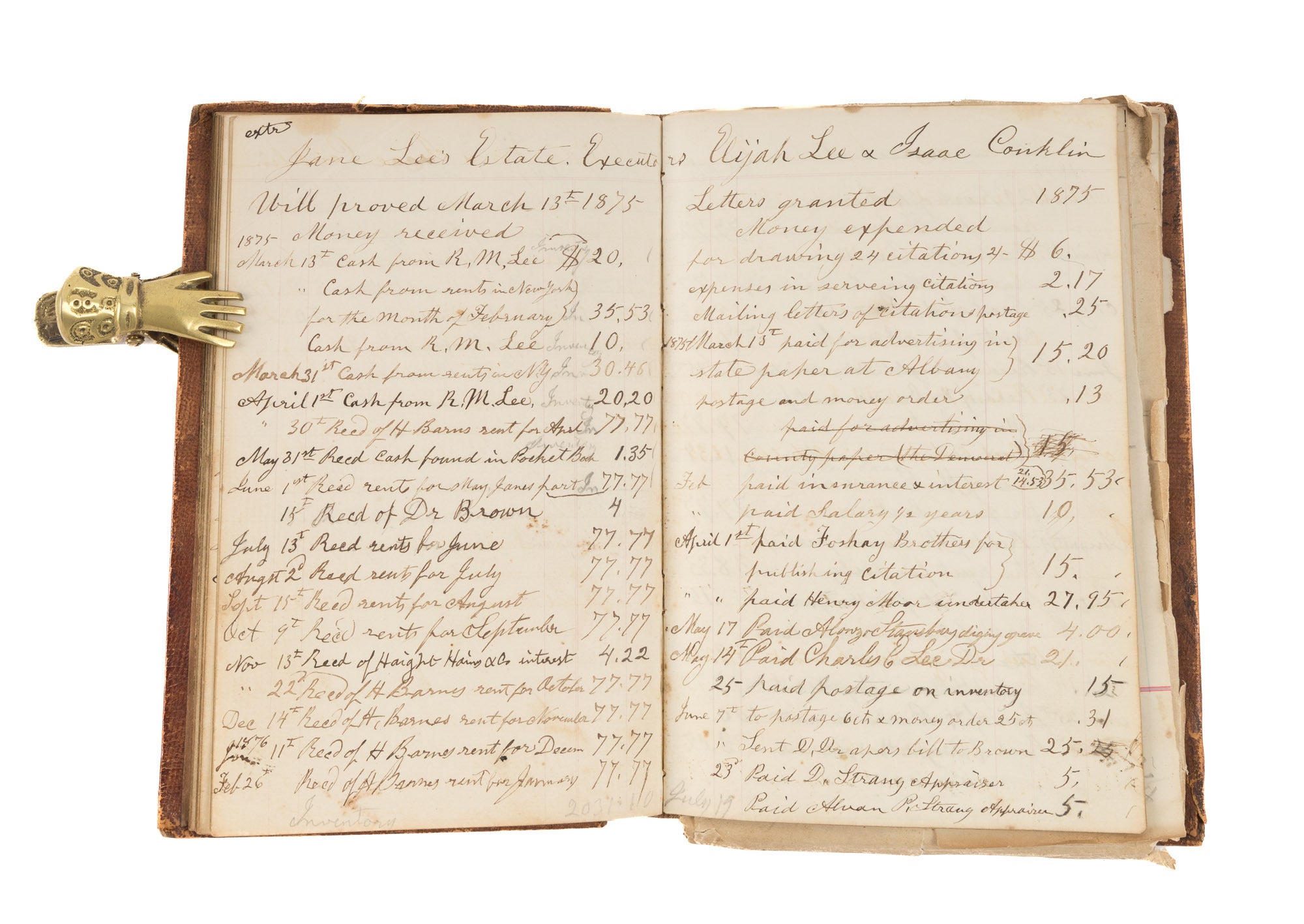 Account Book as Executor of the Estate of Thomas Rathbone Lee ...