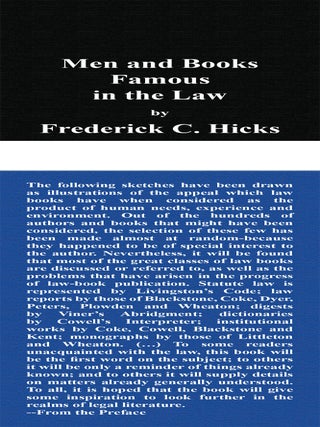 Men and Books Famous in the Law