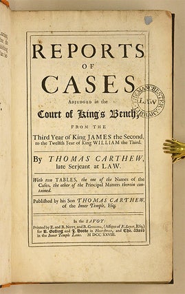Reports of Cases Adjudged in the Court of King's Bench, From the...