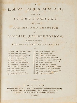 Item #68765 A Law Grammar, Or, An Introduction to the Theory and Practice. Great Britain