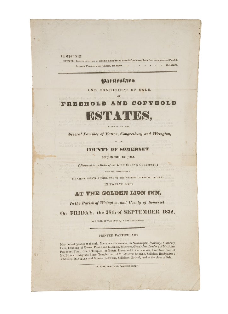 Item #68825 Particulars and Conditions of Sale, Of Freehold & Copyhold Estates. Land Auction, Great Britain, Poole and Gamlan.