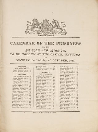 Item #68826 A Calendar of the Prisoners for the Michaelmas Season, To be Holden. Criminals, Great...