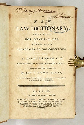 A New Law Dictionary, Intended for General Use, as Well as For...