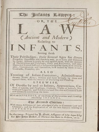 Item #68879 The Infants Lawyer: Or the Law (Ancient and Modern) Relating to. Samuel Carter