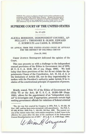Item #68884 Alexia Morrison, Independent Counsel, Appellant v. Theodore B. Olson. Supreme Court...
