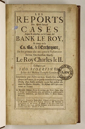 Les Reports des Divers Special Cases, 2 vols. London, 1714, Complete