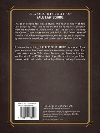 History of the Yale Law School to 1915. Reprint w/new intro. & index.