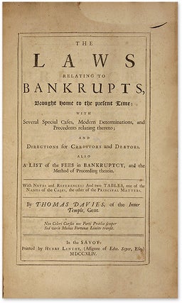 The Laws Relating to Bankrupts. London, 1744.