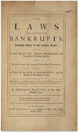 The Laws Relating to Bankrupts. London, 1744.