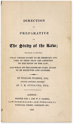 A Direction or Preparative to the Study of the Law... 2nd edition Rev.