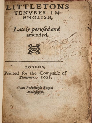 Item #69107 Littletons Tenures in English, Lately Perused and Amended. Sir Thomas Littleton