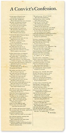 Item #69322 A Convict's Confession, 12-1/4" x 6" broadside, Johnstown, PA, c1880. Broadside, W. H...