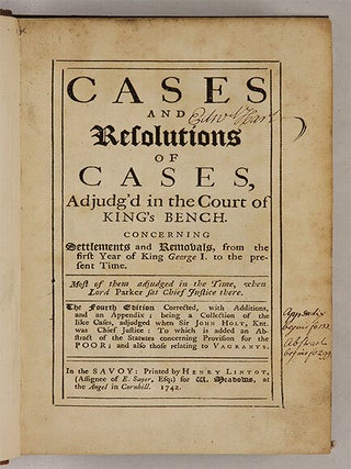 Cases and Resolutions of Cases, Adjudg'd in the Court of King's Bench.