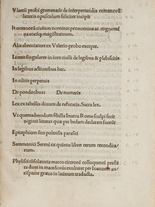 Item #69406 De Interpretandis Romanorum Litteris Opusculum, Rome, 1509. Marcus Valerius Probus,...