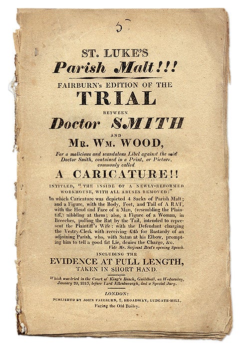 Item #69500 St. Luke's Parish Malt!!! Fairburn's Edition of the Trial Between. Trial, William Wood, Defendant.