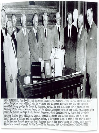 Item #69669 6-1/2" x 9-1/4" Black-and-White Press Photograph of the Vinson Court. United States...
