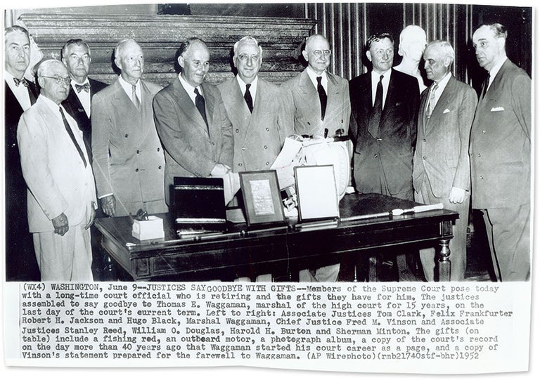 Item #69669 6-1/2" x 9-1/4" Black-and-White Press Photograph of the Vinson Court. United States Supreme Court.