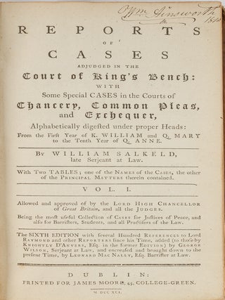 Reports of Cases Adjudged in the Court of King's Bench, With Some...