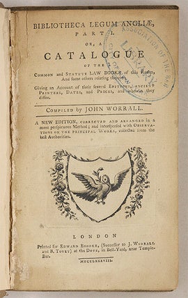 Bibliotheca Legum Angliae, Parts I & II, London, 1788, 2 books.
