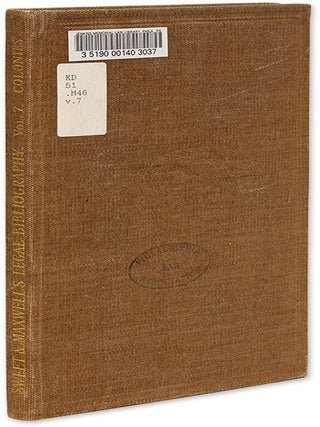 Item #70171 A Bibliography of the Law of British Colonies, Vol 7. Leslie F. Maxwell