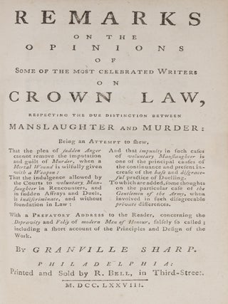 An Essay on Crimes and Punishments. Philadelphia: R. Bell, 1778.