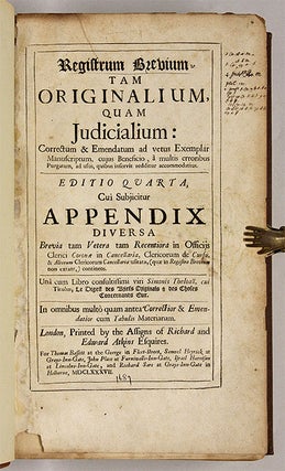 Registrum Brevium tam Originalium, Quam Judicialium, Correctum...