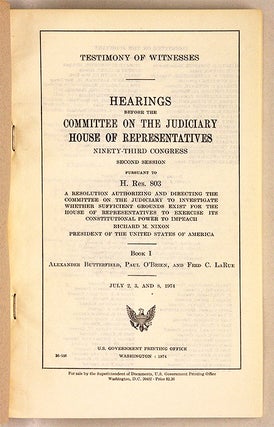 Testimony of Witnesses, Hearings Before the Committee on the...