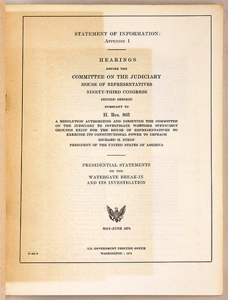 Statement of Information, Appendix I, Hearings Before the Committee...