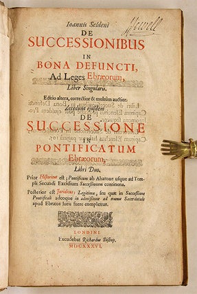 De Successionibus ad Leges Ebraeorum in Bona Defunctorum, Liber...