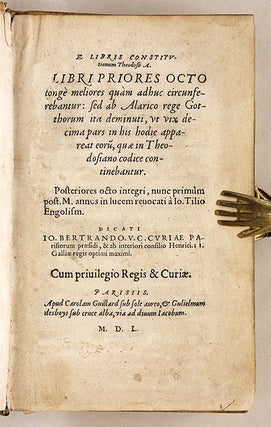 E Libris Constitutionum Theodosii A Libri Priores Octo LongŠ...