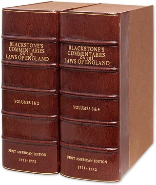 Item #70777 Commentaries on the Laws of England. America: 1771-1772. 4 Volumes. Sir William...