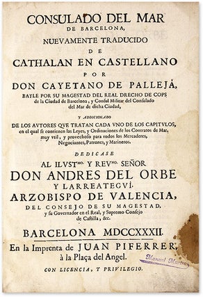 Consulado Del Mar de Barcelona, Nuevamente Traducido de Cathalan...