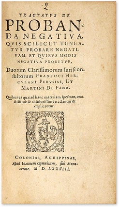 Tractatus de Fortuitis [Bound with] Tractatus de Probanda Negativa.