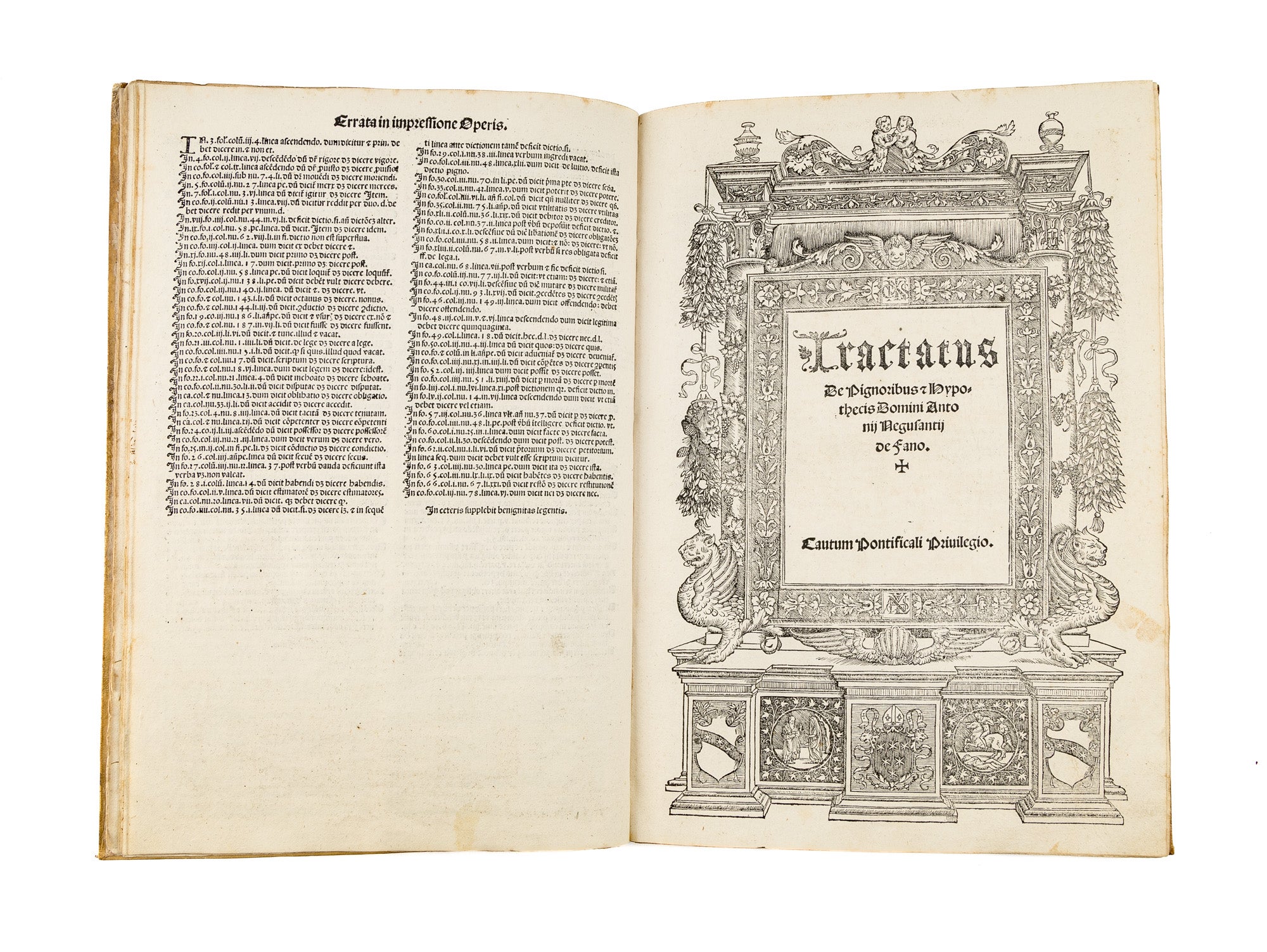 Tractatus de Pignoribus et Hypothecis... First Edition, Bologna, 1526 by  Antonio Negusanti, Antonio Negusanzio on The Lawbook Exchange, Ltd