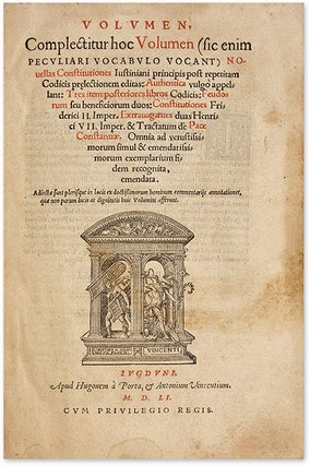 Volumen: Novellas Constitutiones Iustiniani [with] Institutiones 1551.