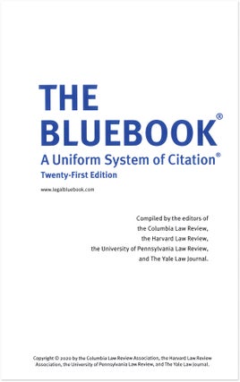 The Bluebook. A Uniform System of Citation. 21st Edition. 2020. NEW.