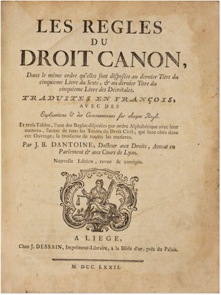 Les Regles du Droit Canon, Dans le Meme Ordre Qu'Elles Sont...