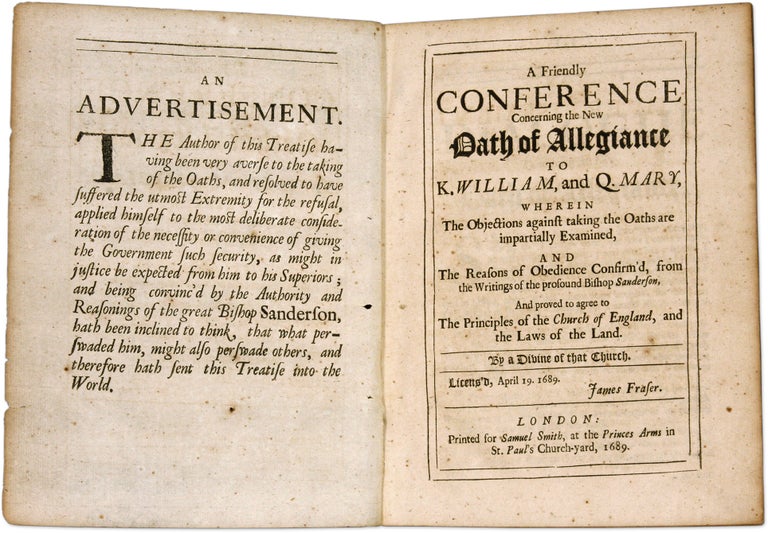 Item #71242 A Friendly Conference Concerning the New Oath of Allegiance to K. Oaths, Great Britain.