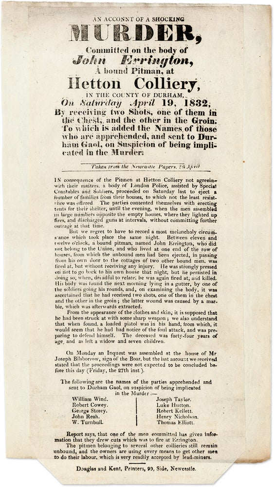 Item #71335 An Account of the Shocking Murder, Committed on the Body of John. Broadside, Murder, Great Britain.