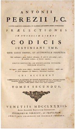 Praelectiones in Duodecim Libros Codicis Justiniani Imp. Quib. Leges